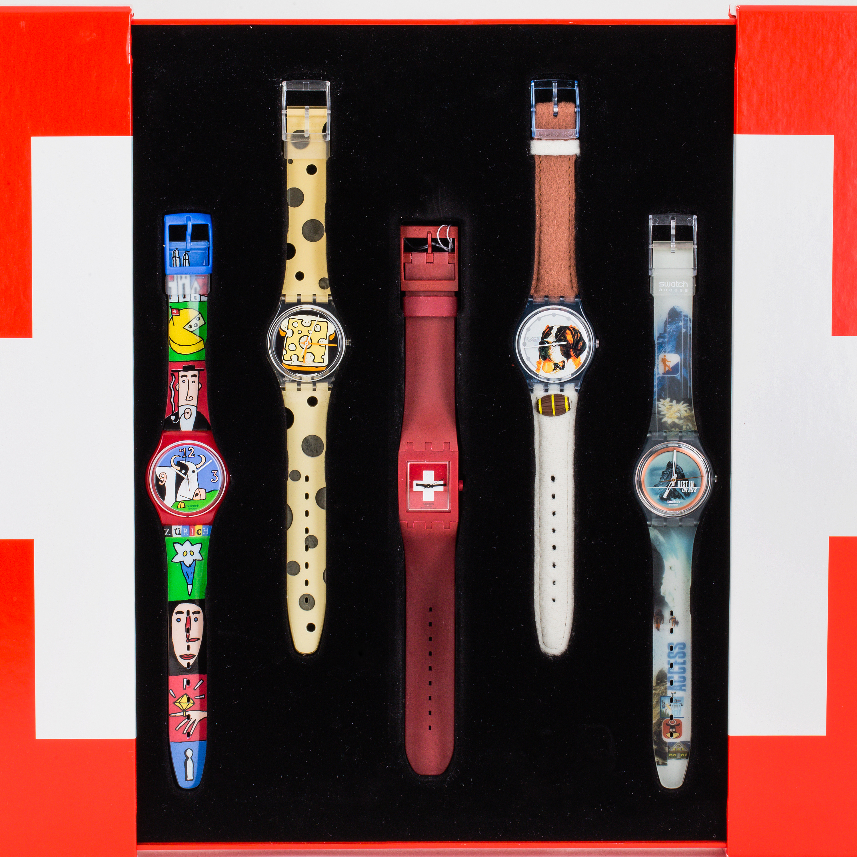 SWATCH, Swiss Set, 5 pcs. wristwatches, 33,9 mm, - Bukowskis