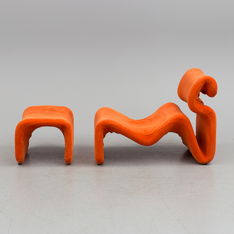 A lounge chair with ottoman, 'Etcetera', Jan Ekselius, J. O. Carlsson
