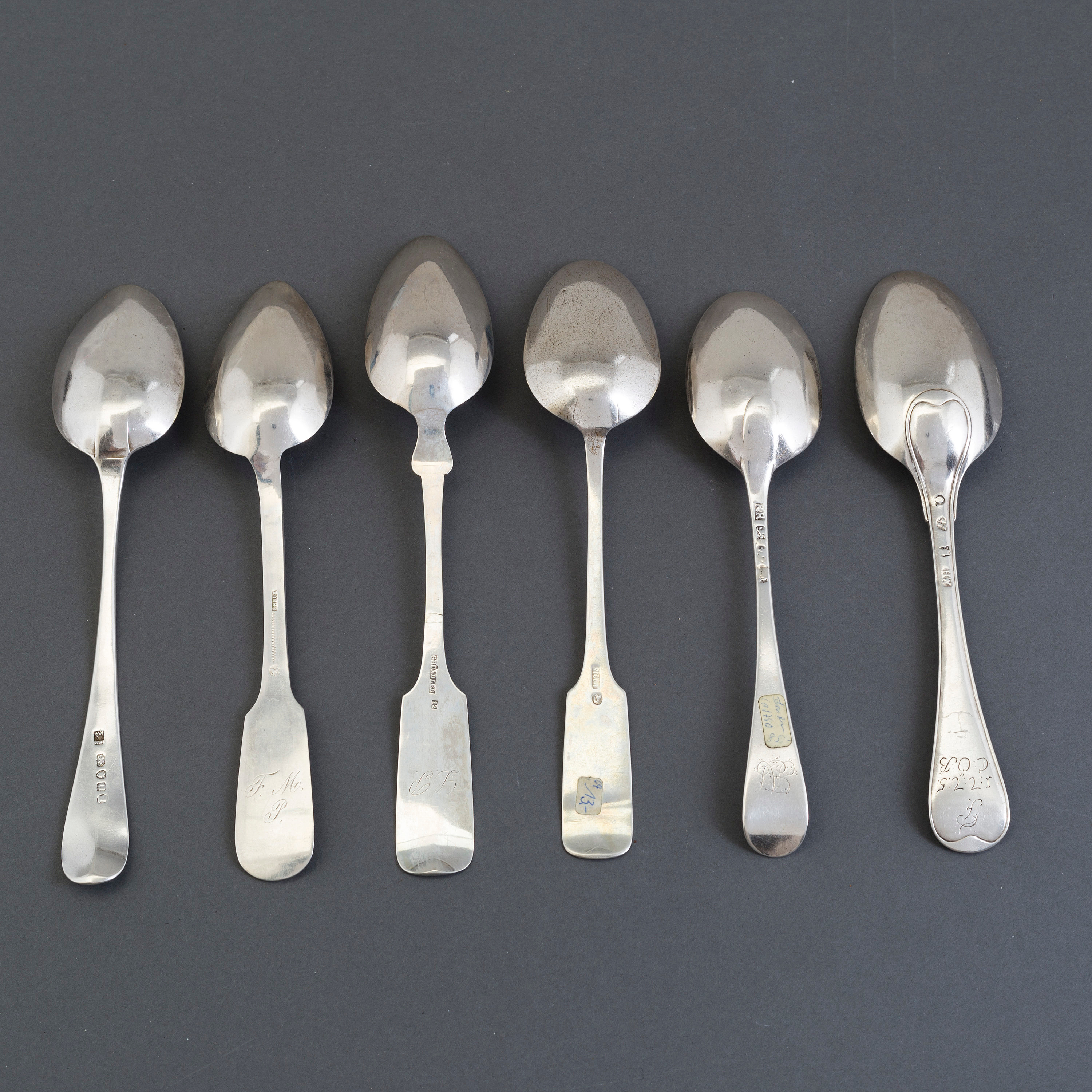 A lot of 12 silver spoons, hallmarks from Sweden, Germany and England ...