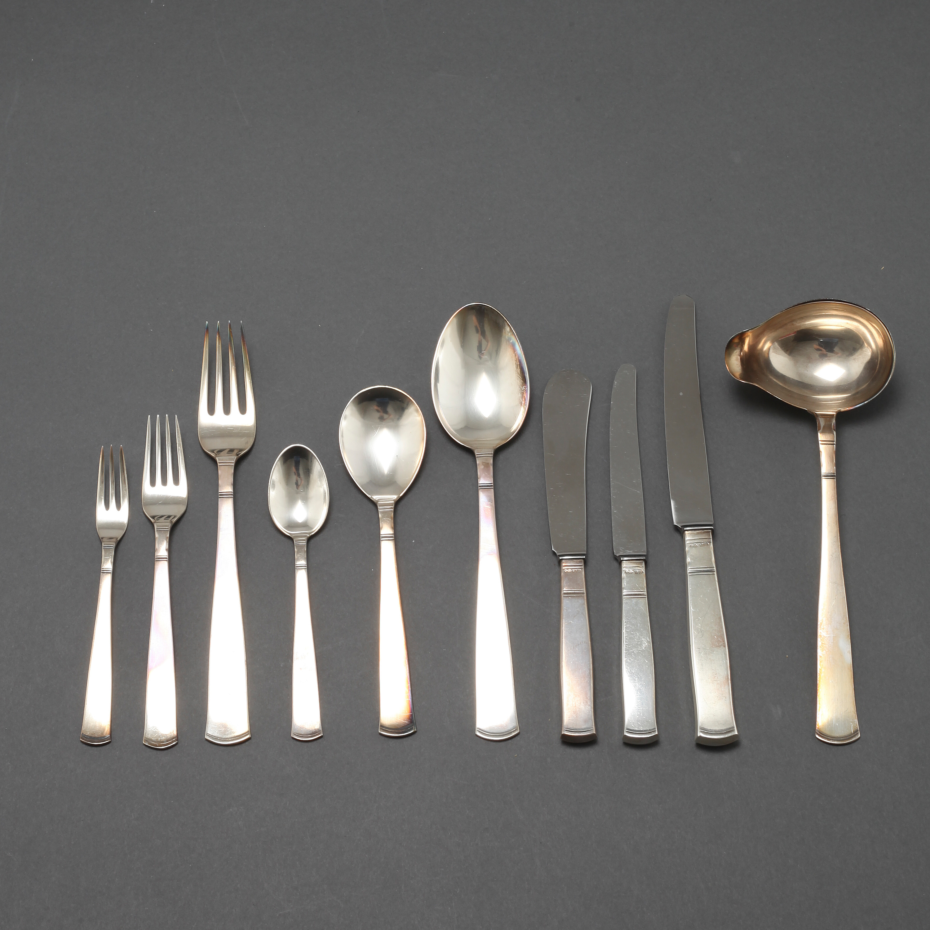 81 pieces of silver tableware from GAB in Stockholm, model "Rosenholm