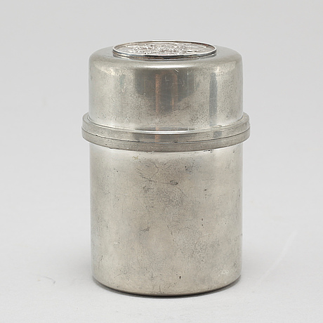 A peweter box with lid made by firma svenskt tenn, stockholm, 1951 ...
