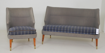 97417. SOFFA OCH FÅTÖLJ, 1950-tal.
