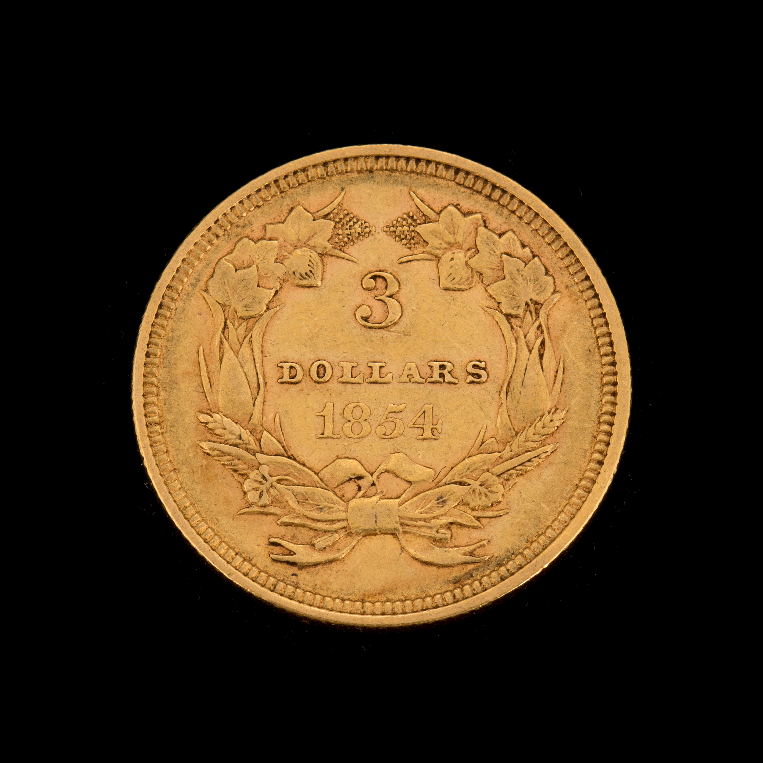 A 3 dollars Liberty gold coin from 1854. Weight ca 5 grams. Bukowskis