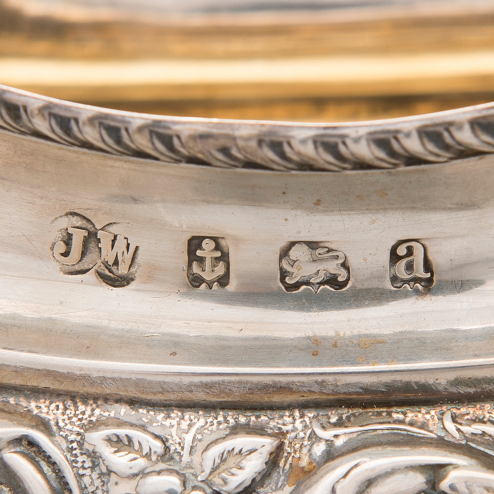 A 3piece tea set in sterling silver, mark of JW, Birmingham, England