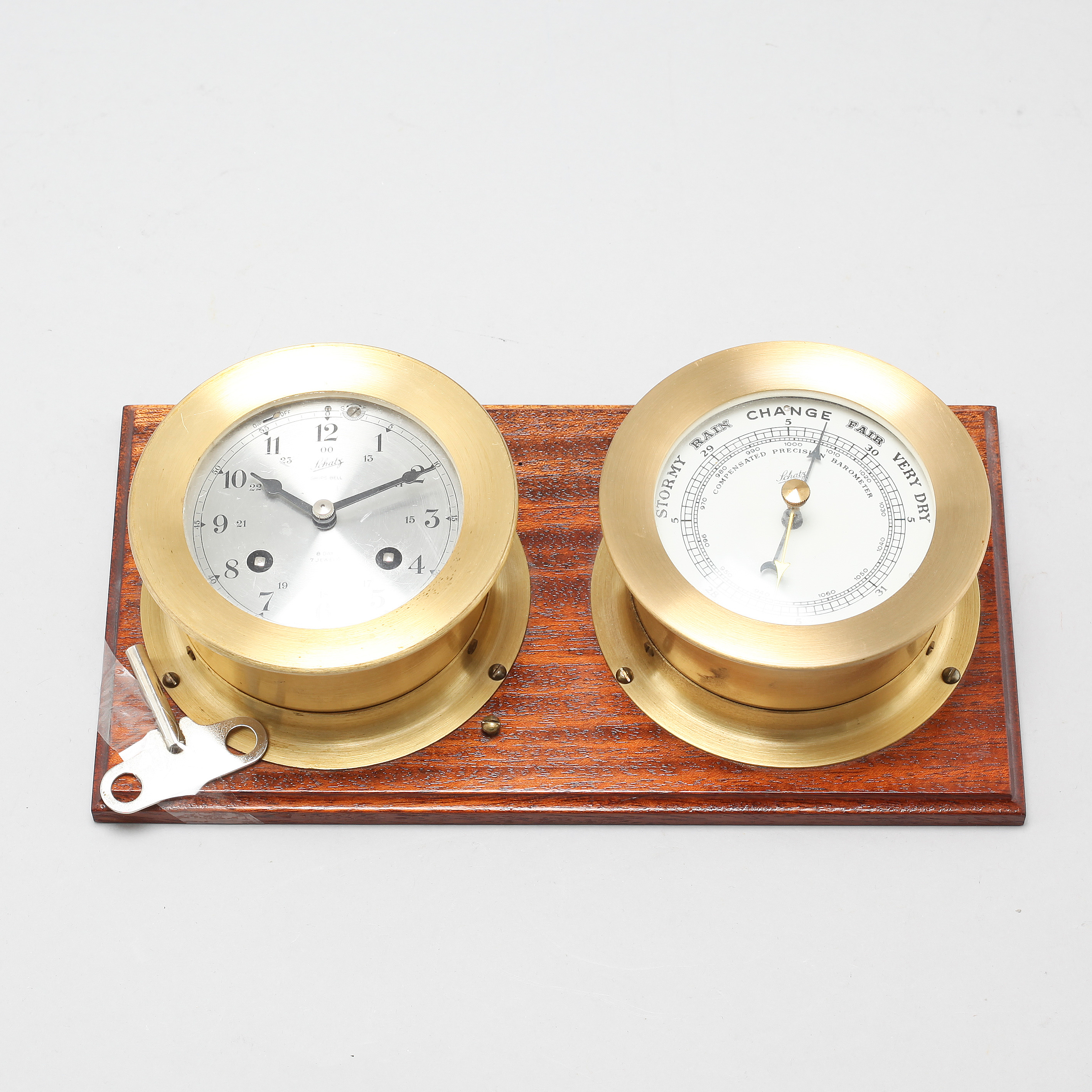 A ship's clock and barometer by Schatz, Germany, second half of the