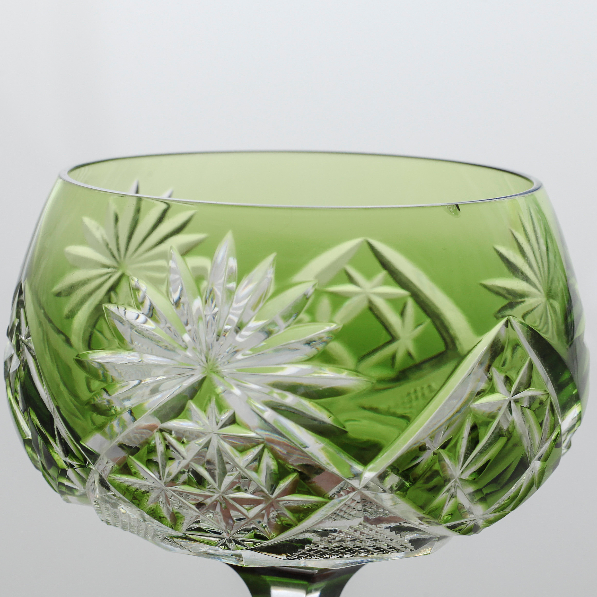 18 wine glasses by Val Saint Lambert, Belgium, around the turn of the