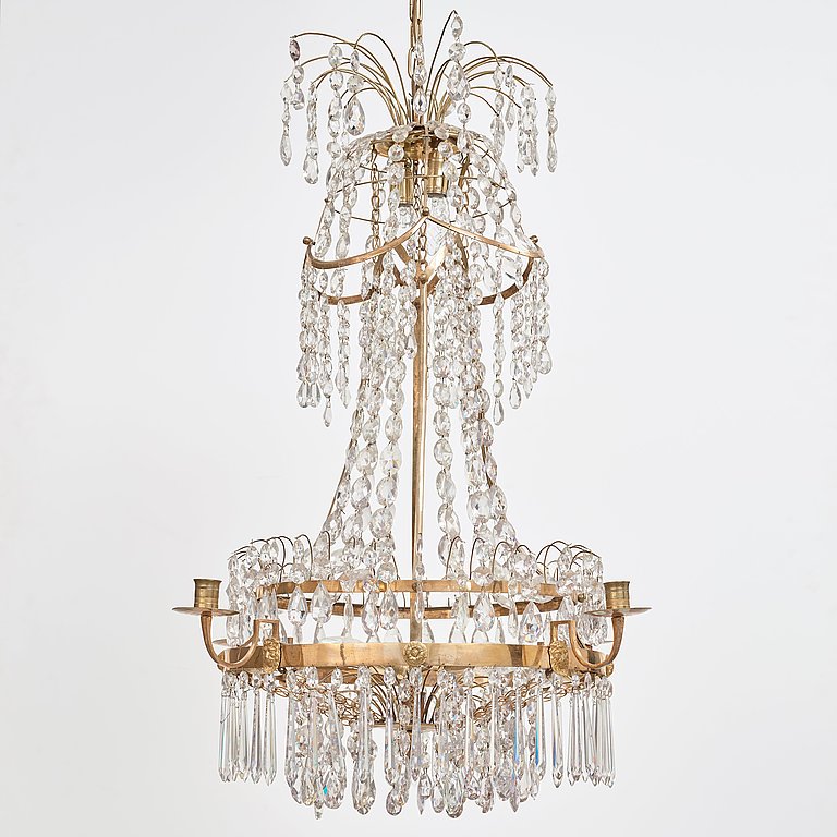 A late Gustavian seven-light chandelier, circa 1800.